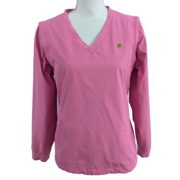 Lilly Pulitzer Vintage White Label Pink Gore Tex Pullover with Removable Sleeves - Picture 1 of 8